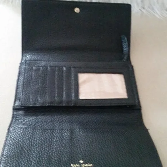 Kate Spade New York black leather tri-fold wallet - Picture 5 of 8